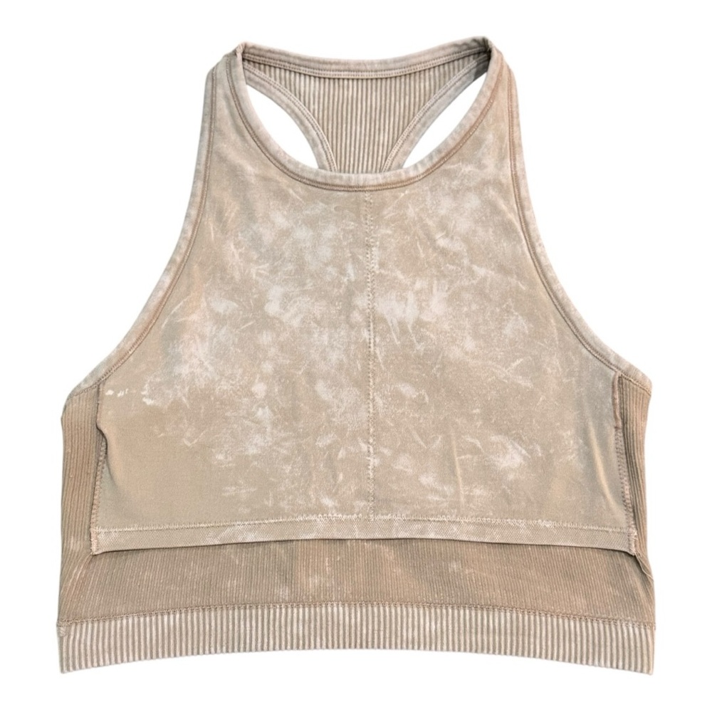 Chic Ribbed Tan Crop Top Bra - Picture 3 of 3
